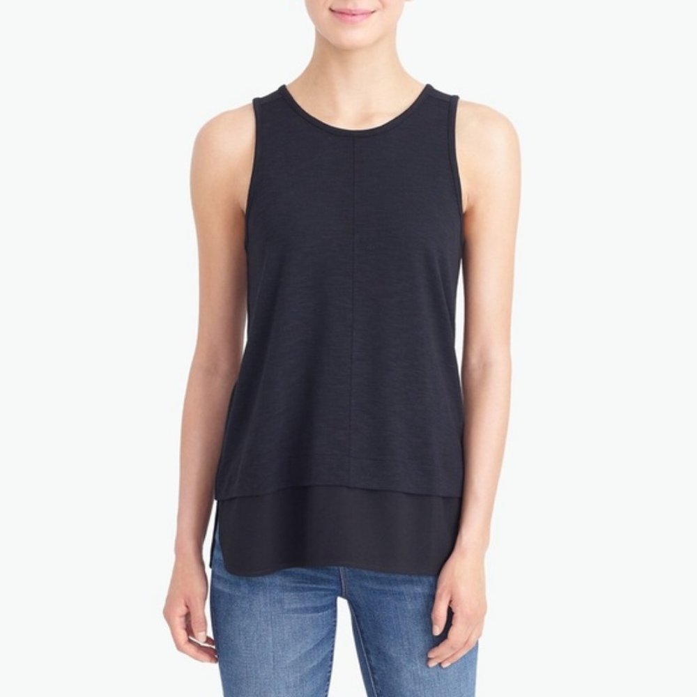 J. CREW NAVY BLUE TIERED TANK TOP